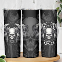 Skull and Wings Skinny Tumbler Even The Devil Was Once An Angel - Wonder Print Shop