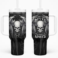 Skull and Wings Tumbler With Handle Even The Devil Was Once An Angel - Wonder Print Shop