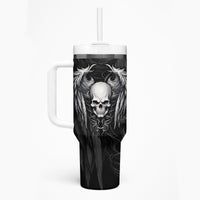 Skull and Wings Tumbler With Handle Even The Devil Was Once An Angel - Wonder Print Shop