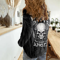 Skull and Wings Women Casual Shirt Even The Devil Was Once An Angel - Wonder Print Shop