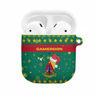Cameroon Christmas AirPods Case with Green Red Pattern Coat of Arms Santa Hat and Stars Motif - Wonder Print Shop