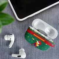 Cameroon Christmas AirPods Case with Green Red Pattern Coat of Arms Santa Hat and Stars Motif - Wonder Print Shop