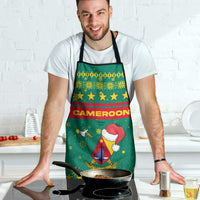 Cameroon Christmas Apron with Green Red Pattern Coat of Arms Santa Hat and Stars Motif - Wonder Print Shop