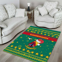 Cameroon Christmas Area Rug with Green Red Pattern Coat of Arms Santa Hat and Stars Motif - Wonder Print Shop