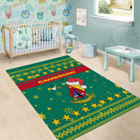 Cameroon Christmas Area Rug with Green Red Pattern Coat of Arms Santa Hat and Stars Motif - Wonder Print Shop