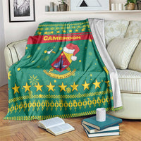 Cameroon Christmas Blanket with Green Red Pattern Coat of Arms Santa Hat and Stars Motif - Wonder Print Shop