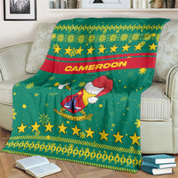Cameroon Christmas Blanket with Green Red Pattern Coat of Arms Santa Hat and Stars Motif - Wonder Print Shop