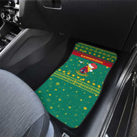 Cameroon Christmas Car Mats with Green Red Pattern Coat of Arms Santa Hat and Stars Motif - Wonder Print Shop