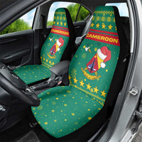 Cameroon Christmas Car Seat Cover with Green Red Pattern Coat of Arms Santa Hat and Stars Motif - Wonder Print Shop