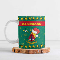 Cameroon Christmas Ceramic Mug with Green Red Pattern Coat of Arms Santa Hat and Stars Motif - Wonder Print Shop