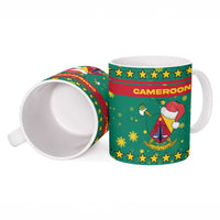 Cameroon Christmas Ceramic Mug with Green Red Pattern Coat of Arms Santa Hat and Stars Motif - Wonder Print Shop