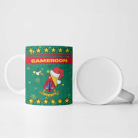 Cameroon Christmas Ceramic Mug with Green Red Pattern Coat of Arms Santa Hat and Stars Motif - Wonder Print Shop