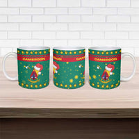 Cameroon Christmas Ceramic Mug with Green Red Pattern Coat of Arms Santa Hat and Stars Motif - Wonder Print Shop