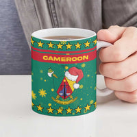 Cameroon Christmas Ceramic Mug with Green Red Pattern Coat of Arms Santa Hat and Stars Motif - Wonder Print Shop