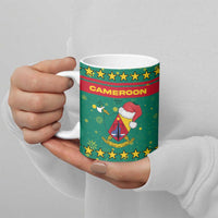 Cameroon Christmas Ceramic Mug with Green Red Pattern Coat of Arms Santa Hat and Stars Motif - Wonder Print Shop