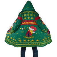 Cameroon Christmas Cloak with Green Red Pattern Coat of Arms Santa Hat and Stars Motif - Wonder Print Shop