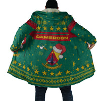 Cameroon Christmas Cloak with Green Red Pattern Coat of Arms Santa Hat and Stars Motif - Wonder Print Shop