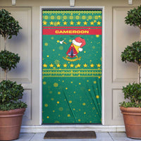 Cameroon Christmas Door Cover with Green Red Pattern Coat of Arms Santa Hat and Stars Motif - Wonder Print Shop