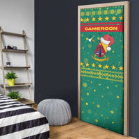 Cameroon Christmas Door Cover with Green Red Pattern Coat of Arms Santa Hat and Stars Motif - Wonder Print Shop