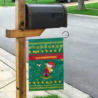 Cameroon Christmas Garden Flag with Green Red Pattern Coat of Arms Santa Hat and Stars Motif - Wonder Print Shop
