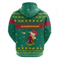 Cameroon Christmas Hoodie with Green Red Pattern Coat of Arms Santa Hat and Stars Motif - Wonder Print Shop