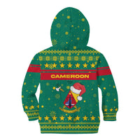 Cameroon Christmas Kid Hoodie with Green Red Pattern Coat of Arms Santa Hat and Stars Motif - Wonder Print Shop