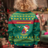 Cameroon Christmas Kid Ugly Christmas Sweater with Green Red Pattern Coat of Arms Santa Hat and Stars Motif - Wonder Print Shop