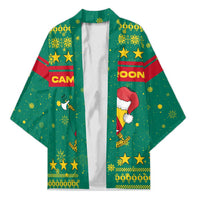 Cameroon Christmas Kimono with Green Red Pattern Coat of Arms Santa Hat and Stars Motif - Wonder Print Shop