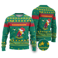 Cameroon Christmas Ugly Christmas Sweater with Green Red Pattern Coat of Arms Santa Hat and Stars Motif - Wonder Print Shop