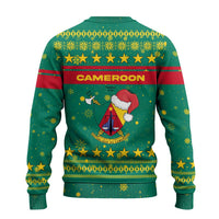 Cameroon Christmas Ugly Christmas Sweater with Green Red Pattern Coat of Arms Santa Hat and Stars Motif - Wonder Print Shop