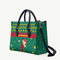 Cameroon Christmas Leather Bag with Green Red Pattern Coat of Arms Santa Hat and Stars Motif - Wonder Print Shop