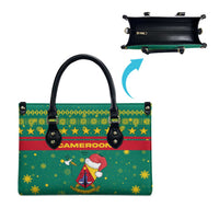 Cameroon Christmas Leather Bag with Green Red Pattern Coat of Arms Santa Hat and Stars Motif - Wonder Print Shop