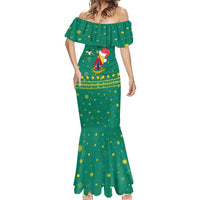 Cameroon Christmas Mermaid Dress with Green Red Pattern Coat of Arms Santa Hat and Stars Motif - Wonder Print Shop