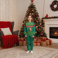 Cameroon Christmas Pajama Set with Green Red Pattern Coat of Arms Santa Hat and Stars Motif - Wonder Print Shop