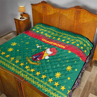 Cameroon Christmas Quilt with Green Red Pattern Coat of Arms Santa Hat and Stars Motif - Wonder Print Shop