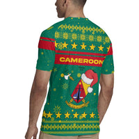 Cameroon Christmas Rugby Jersey with Green Red Pattern Coat of Arms Santa Hat and Stars Motif - Wonder Print Shop