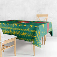 Cameroon Christmas Tablecloth with Green Red Pattern Coat of Arms Santa Hat and Stars Motif - Wonder Print Shop