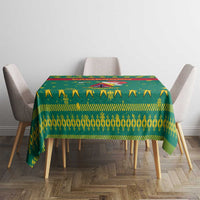Cameroon Christmas Tablecloth with Green Red Pattern Coat of Arms Santa Hat and Stars Motif - Wonder Print Shop