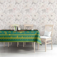 Cameroon Christmas Tablecloth with Green Red Pattern Coat of Arms Santa Hat and Stars Motif - Wonder Print Shop