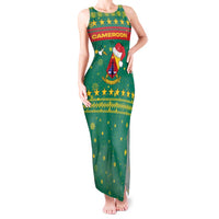 Cameroon Christmas Tank Maxi Dress with Green Red Pattern Coat of Arms Santa Hat and Stars Motif - Wonder Print Shop