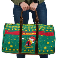 Cameroon Christmas Travel Bag with Green Red Pattern Coat of Arms Santa Hat and Stars Motif - Wonder Print Shop