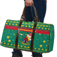 Cameroon Christmas Travel Bag with Green Red Pattern Coat of Arms Santa Hat and Stars Motif - Wonder Print Shop