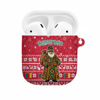 Cameroon Christmas AirPods Case with Red Snowflake Pattern Traditional Santa and Map Motif - Wonder Print Shop