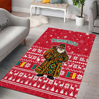 Cameroon Christmas Area Rug with Red Snowflake Pattern Traditional Santa and Map Motif - Wonder Print Shop