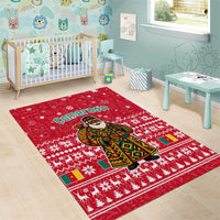 Cameroon Christmas Area Rug with Red Snowflake Pattern Traditional Santa and Map Motif - Wonder Print Shop