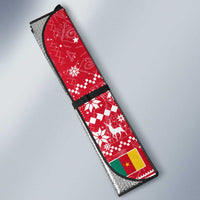 Cameroon Christmas Auto Sun Shade with Red Snowflake Pattern Traditional Santa and Map Motif - Wonder Print Shop
