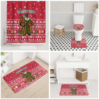 Cameroon Christmas Bathroom Set with Red Snowflake Pattern Traditional Santa and Map Motif - Wonder Print Shop