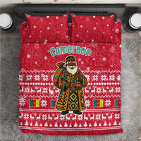 Cameroon Christmas Bedding Set with Red Snowflake Pattern Traditional Santa and Map Motif - Wonder Print Shop