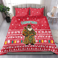 Cameroon Christmas Bedding Set with Red Snowflake Pattern Traditional Santa and Map Motif - Wonder Print Shop