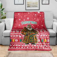 Cameroon Christmas Blanket with Red Snowflake Pattern Traditional Santa and Map Motif - Wonder Print Shop